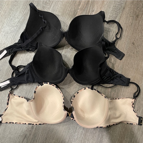Lot of 3 Victoria’s Secret Black and Leopard Print Women's Bras - Picture 2 of 3